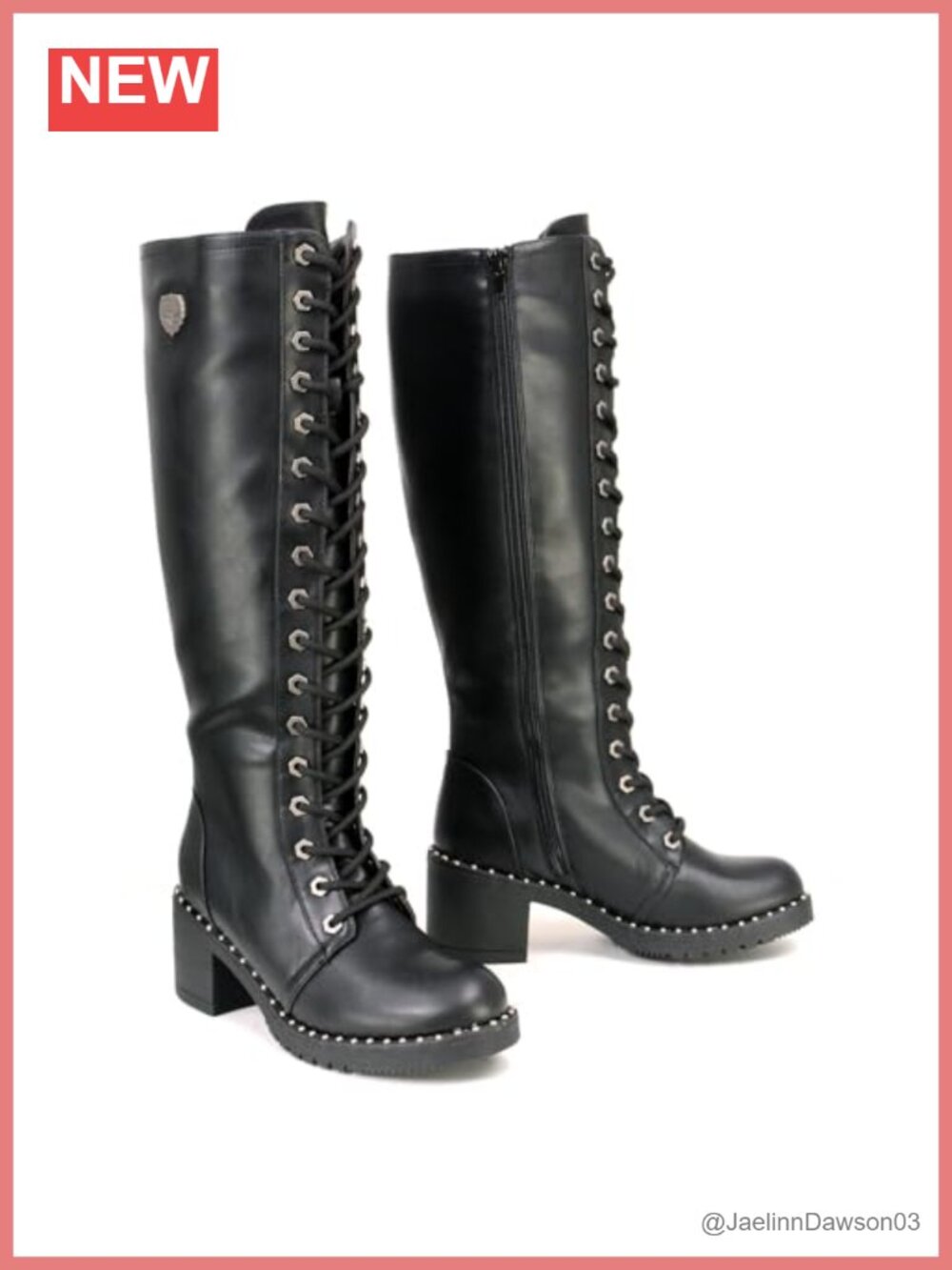 Knee High Faux Leather Lace Up Motorcycle Boots